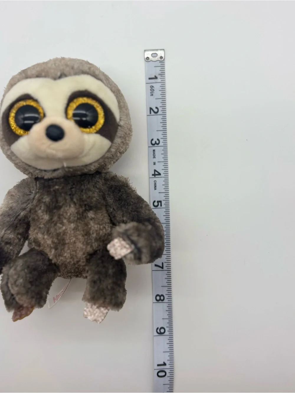 Ty Gray and Cream Glitter-Eyed Sloth Plush